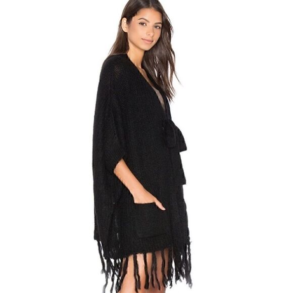 Stella Forest Cardigan Womens Medium Mohair Blend Fringe Boho belted western NWT - Picture 1 of 12